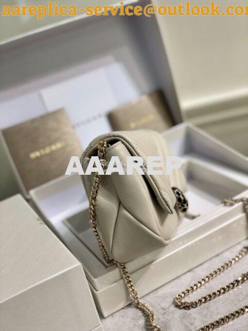 Replica Bvlgari Serpenti Cabochon Micro Shoulder Bag 288755 White 5