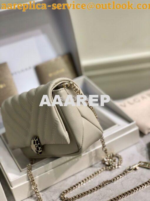 Replica Bvlgari Serpenti Cabochon Micro Shoulder Bag 288755 White 6