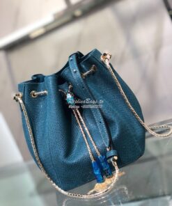 Replica Bvlgari Serpenti Forever Bucket Bag in Deep Jade Metallic Karu