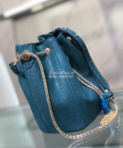 Replica Bvlgari Serpenti Forever Bucket Bag in Deep Jade Metallic Karu 2