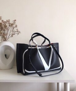 Replica Valentino Garavani VLOGO Escape Shopper Leather Tote Bag 2