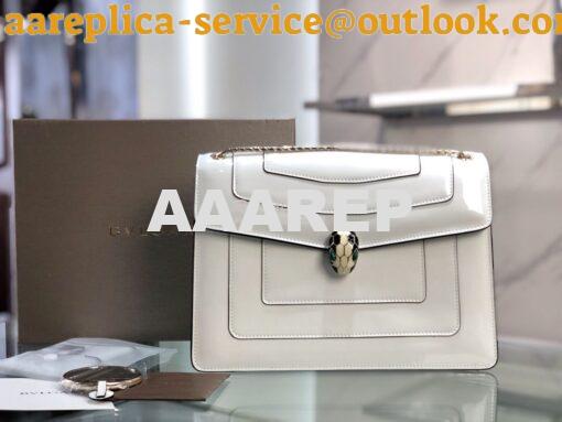 Replica Bvlgari Serpenti Forever Flap Cover Bag in Metallic White 3979