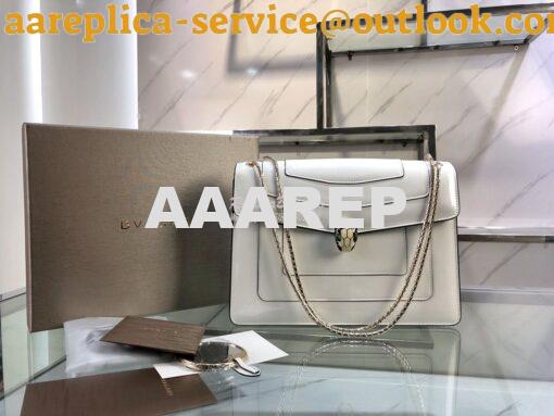 Replica Bvlgari Serpenti Forever Flap Cover Bag in Metallic White 3979 2