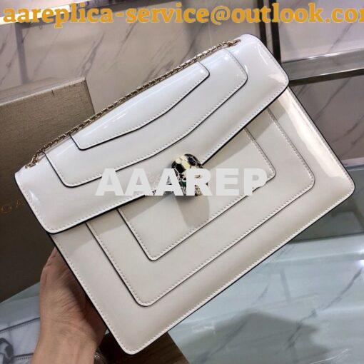 Replica Bvlgari Serpenti Forever Flap Cover Bag in Metallic White 3979 3