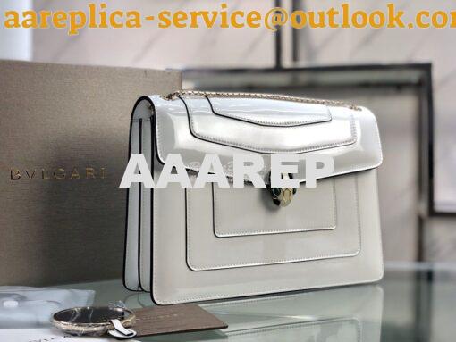 Replica Bvlgari Serpenti Forever Flap Cover Bag in Metallic White 3979 4