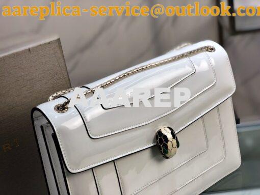 Replica Bvlgari Serpenti Forever Flap Cover Bag in Metallic White 3979 5