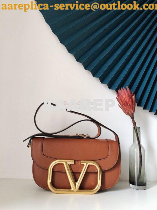 Replica Valentino Supervee Crossbody Calfskin Bag VW2B0G09 Brown