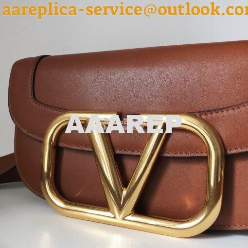 Replica Valentino Supervee Crossbody Calfskin Bag VW2B0G09 Brown 2