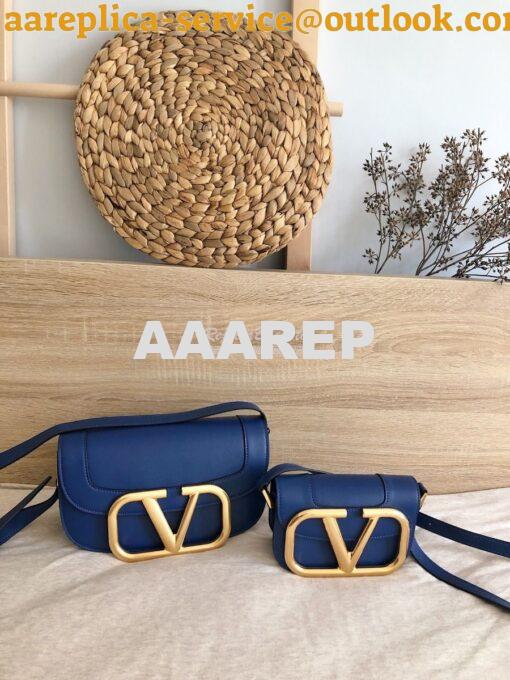 Replica Valentino Supervee Crossbody Calfskin Bag VW2B0G09 Blue