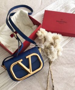 Replica Valentino Supervee Crossbody Calfskin Bag VW2B0G09 Blue 2