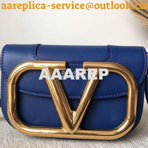 Replica Valentino Supervee Crossbody Calfskin Bag VW2B0G09 Blue 3