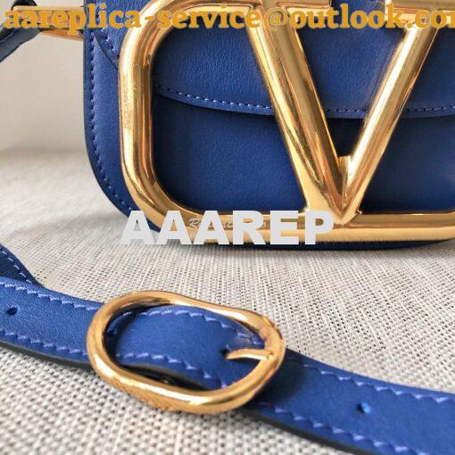 Replica Valentino Supervee Crossbody Calfskin Bag VW2B0G09 Blue 4