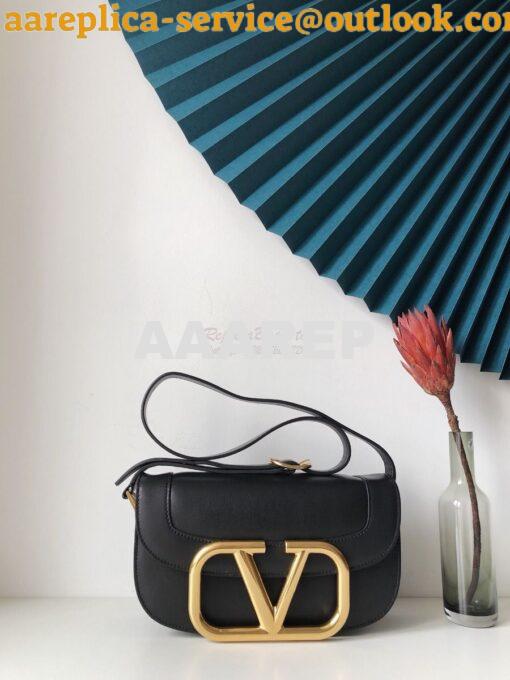 Replica Valentino Supervee Crossbody Calfskin Bag VW2B0G09 Black