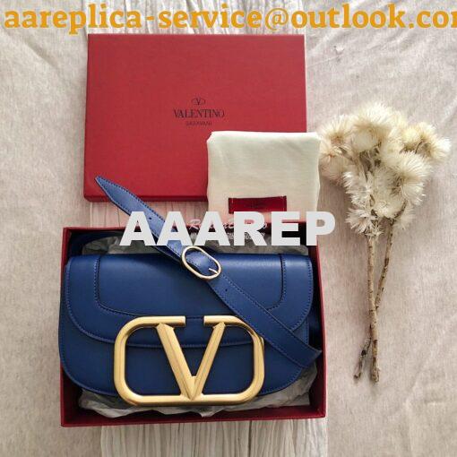 Replica Valentino Supervee Crossbody Calfskin Bag VW2B0G09 Blue 8