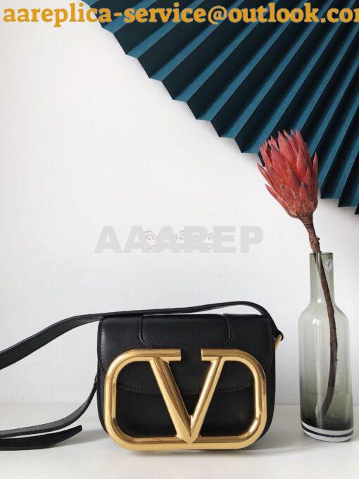 Replica Valentino Supervee Crossbody Calfskin Bag VW2B0G09 Black 7