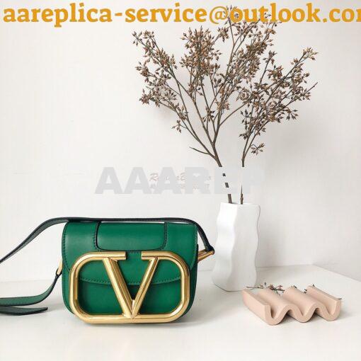 Replica Valentino Supervee Crossbody Calfskin Bag VW2B0G09 Green 2