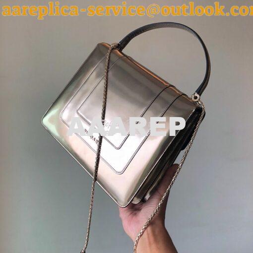 Replica Bvlgari Serpenti Forever Flap Cover Bag in Metallic Bronze wit 4