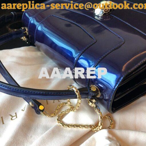 Replica Bvlgari Serpenti Forever Flap Cover Bag in Metallic Cobalt Blu 9