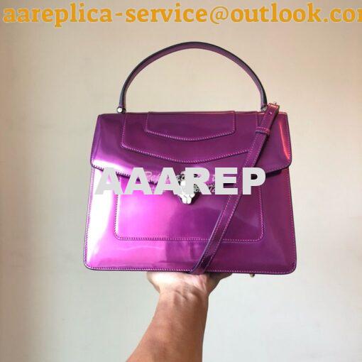 Replica Bvlgari Serpenti Forever Flap Cover Bag in Metallic Purple wit