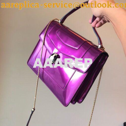 Replica Bvlgari Serpenti Forever Flap Cover Bag in Metallic Purple wit 2