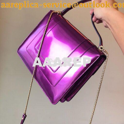 Replica Bvlgari Serpenti Forever Flap Cover Bag in Metallic Purple wit 3