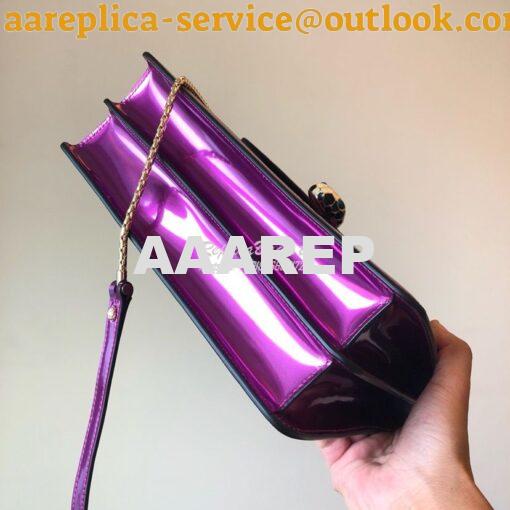 Replica Bvlgari Serpenti Forever Flap Cover Bag in Metallic Purple wit 4