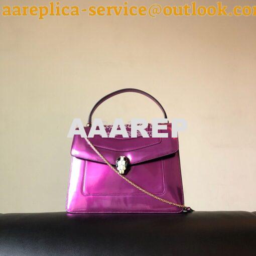 Replica Bvlgari Serpenti Forever Flap Cover Bag in Metallic Purple wit 6