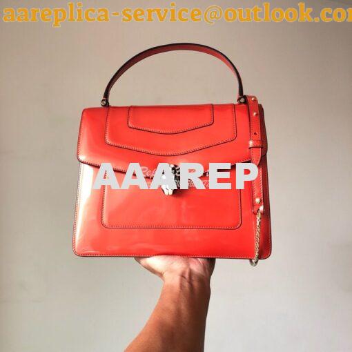 Replica Bvlgari Serpenti Forever Flap Cover Bag in Metallic Orange wit