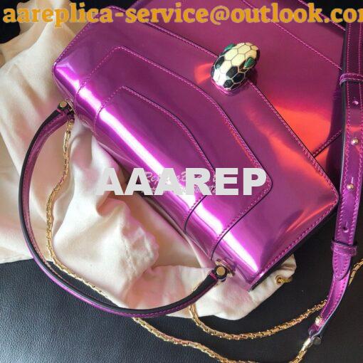 Replica Bvlgari Serpenti Forever Flap Cover Bag in Metallic Purple wit 9