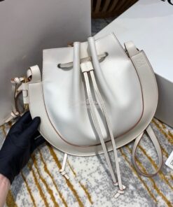 Replica Loewe Horseshoe Bag in Nappa Calf Leather White 446748 2