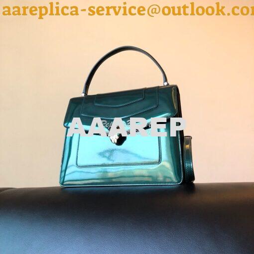 Replica Bvlgari Serpenti Forever Flap Cover Bag in Metallic Green with