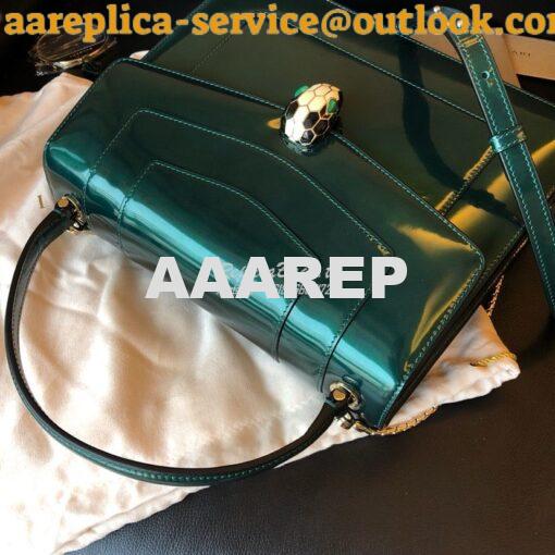 Replica Bvlgari Serpenti Forever Flap Cover Bag in Metallic Green with 9