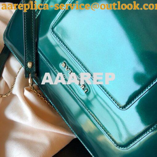 Replica Bvlgari Serpenti Forever Flap Cover Bag in Metallic Green with 11