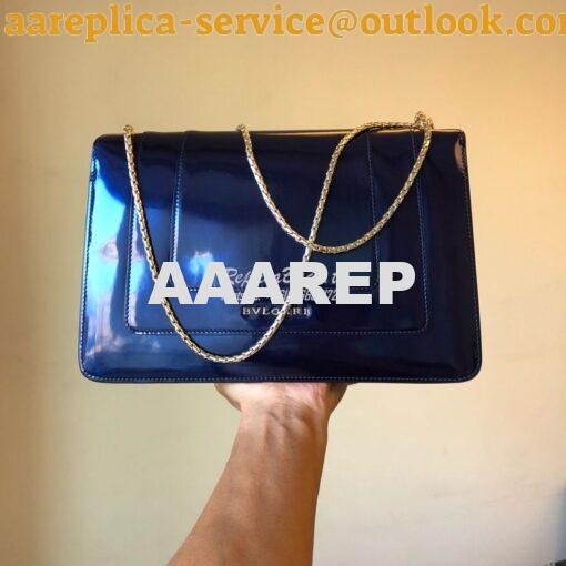 Replica Bvlgari Serpenti Forever Flap Cover Bag in Metallic Cobalt Blu 3