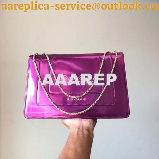 Replica Bvlgari Serpenti Forever Flap Cover Bag in Metallic Purple 397 3