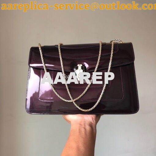 Replica Bvlgari Serpenti Forever Flap Cover Bag in Metallic Amarante 3