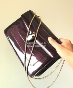 Replica Bvlgari Serpenti Forever Flap Cover Bag in Metallic Amarante 3 2