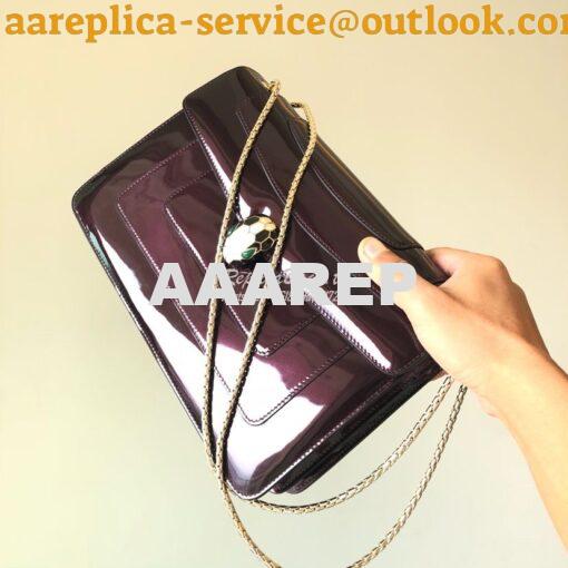 Replica Bvlgari Serpenti Forever Flap Cover Bag in Metallic Amarante 3 2