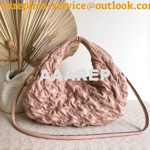 Replica Valentino Small Nappa Spikeme Hobo Bag VW2B0H82 Pink