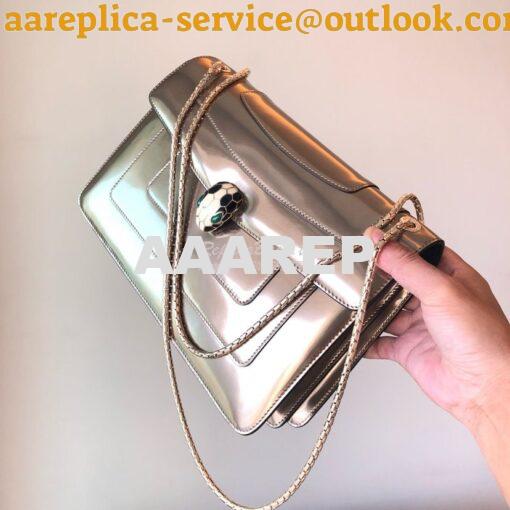 Replica Bvlgari Serpenti Forever Flap Cover Bag in Metallic Bronze 397 3