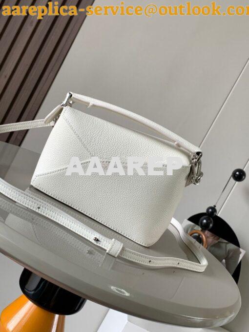 Replica Loewe Mini Puzzle bag in soft grained calfskin A510P88 White 7