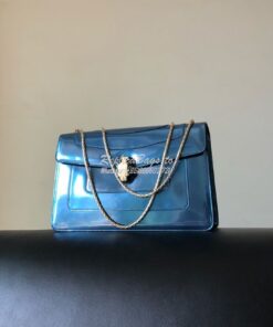 Replica Bvlgari Serpenti Forever Flap Cover Bag in Metallic Blue 39793