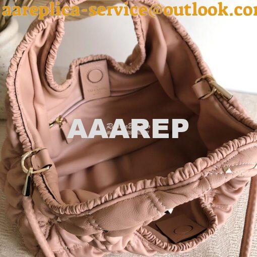 Replica Valentino Small Nappa Spikeme Hobo Bag VW2B0H82 Pink 7