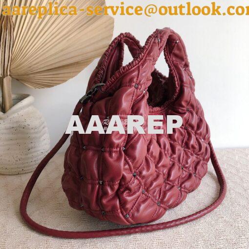 Replica Valentino Small Nappa Spikeme Hobo Bag VW2B0H82 Claret Red 3