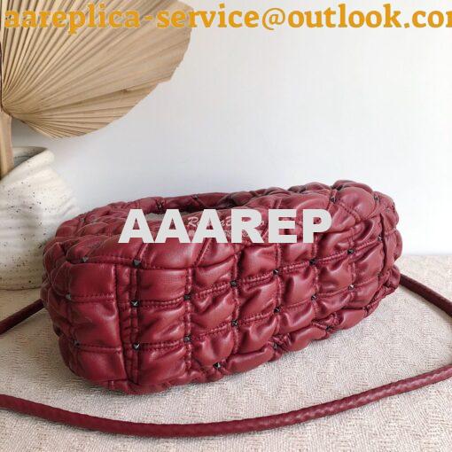 Replica Valentino Small Nappa Spikeme Hobo Bag VW2B0H82 Claret Red 4