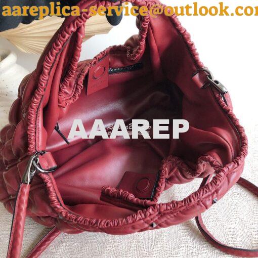 Replica Valentino Small Nappa Spikeme Hobo Bag VW2B0H82 Claret Red 7