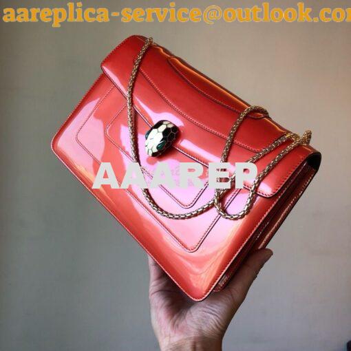 Replica Bvlgari Serpenti Forever Flap Cover Bag in Metallic Orange 397 3