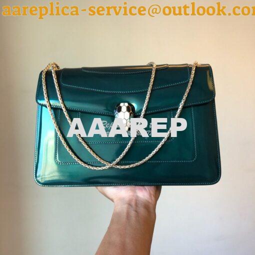 Replica Bvlgari Serpenti Forever Flap Cover Bag in Metallic Green 3979