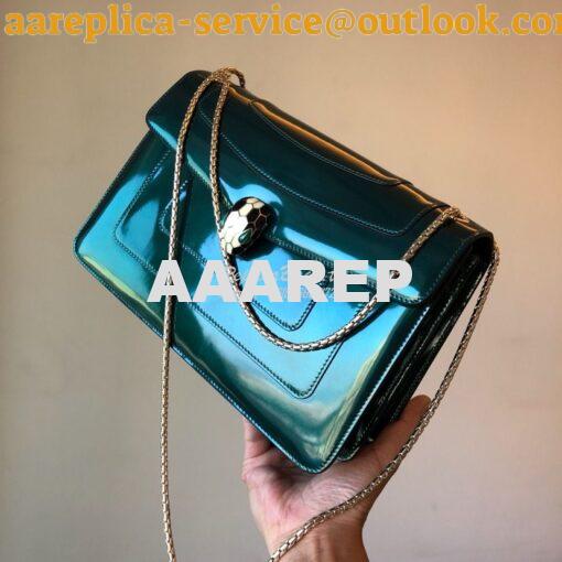 Replica Bvlgari Serpenti Forever Flap Cover Bag in Metallic Green 3979 2