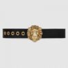 Replica Gucci Leather belt with Double G buckle black gold 406831 10